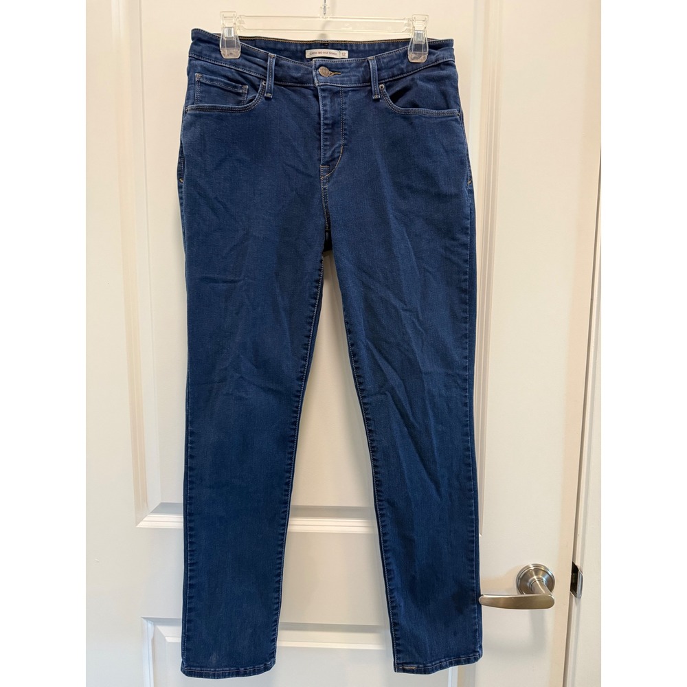 Levis Classic Mid Rise Skinny Jeans Womens 12 Dark Wash Blue Denim 0632